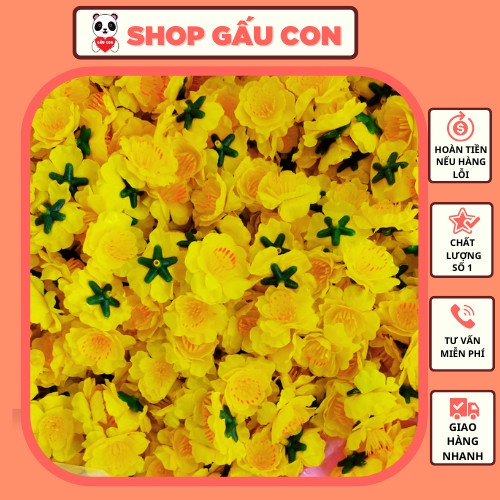 Hoa đào giả, hoa mai giả kg trang trí ngày tết  chất liệu bằng vải kèm phụ kiện kẽm nụ và lá