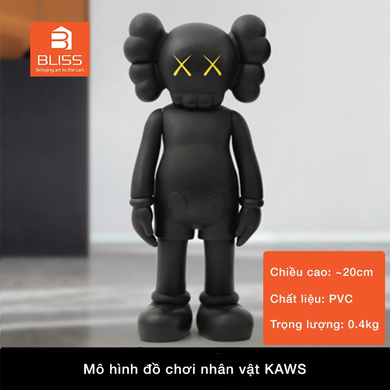 Mô hình đồ chơi tĩnh nhân vật KAWS nhựa 20cm trang trí nhà cửa, bàn làm việc đen/xám/nâu/đỏ