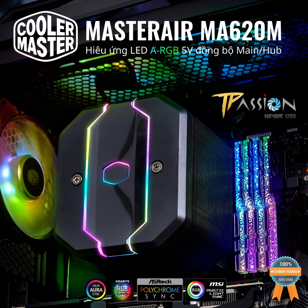 Tản nhiệt khí Cooler Master MasterAir MA620M - Hàng Chính hãng, hiệu ứng Led Argb, tản tháp CPU hiệu năng cao, đăng cấp