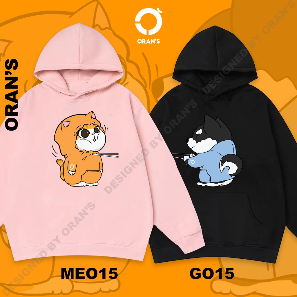 Áo Hoodie đôi in hình chó husky và mèo 15 chất nỉ cotton lót bông cao cấp form rộng unisex ORANS - ORAN'S HOODIE COUPLE | WebRaoVat - webraovat.net.vn