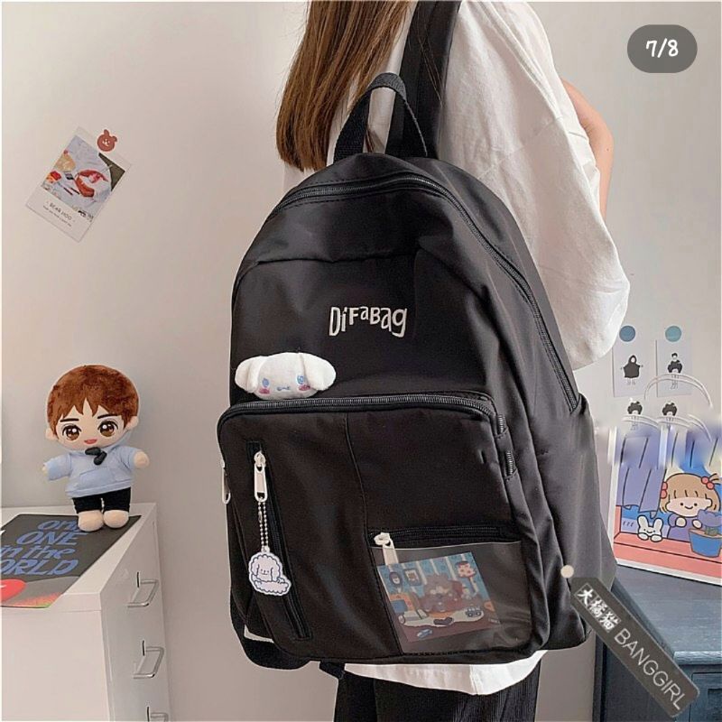 Balo trơn Difabag chống nước thời trang balo học sinh du lịch