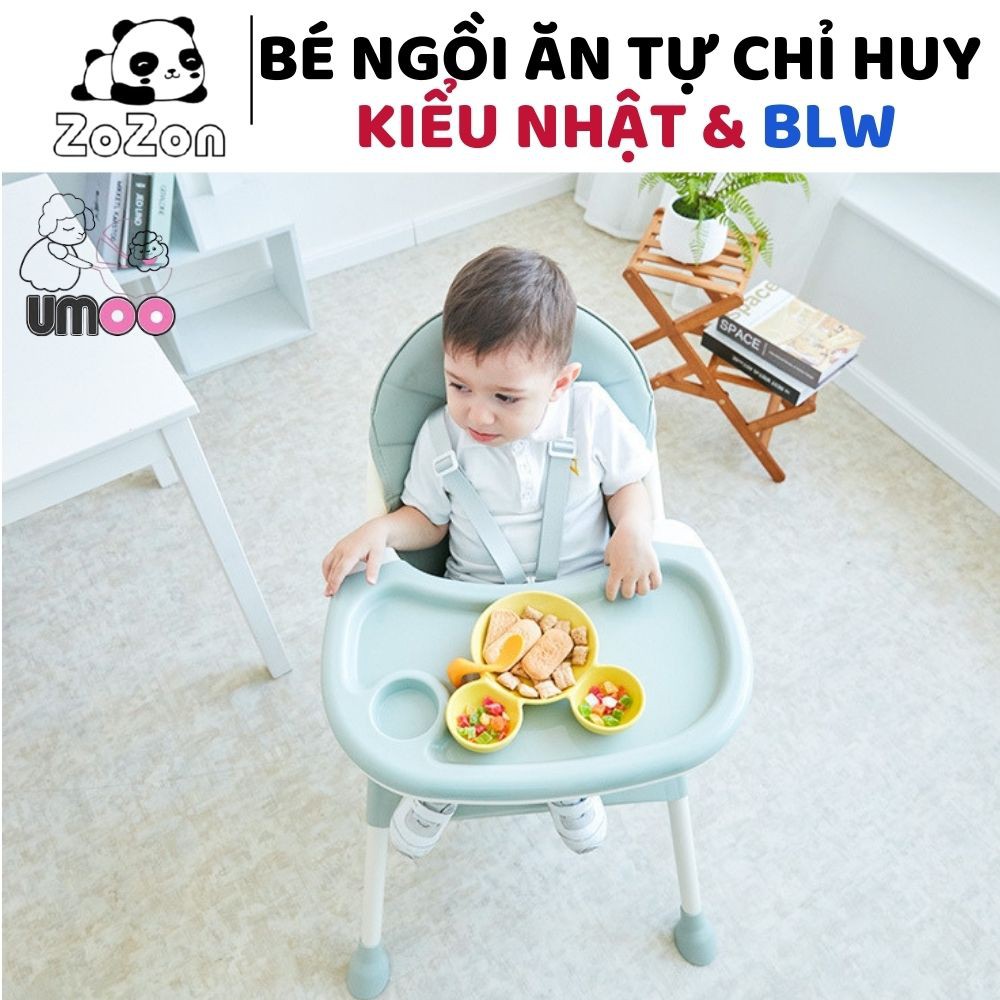 Ghế ăn dặm cho bé Umoo kèm mặt bàn ăn dặm kiểu nhật và BLW 2 chế độ chân cho bé trai bé gái từ 6 tháng Zozon