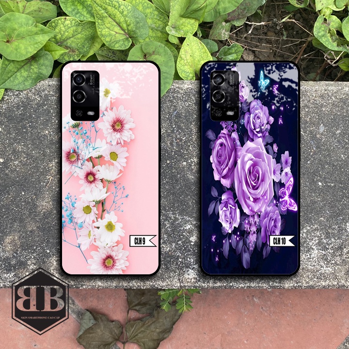 ỐP LƯNG KÍNH CƯỜNG LỰC OPPO A55 hình hoa