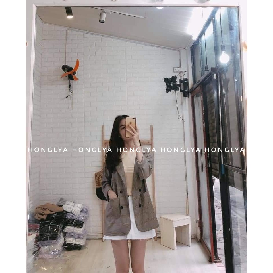 Áo vest 2 lớp phong cách Ulzzang - Blazer màu nâu tây 2 lớp sang chảnh | BigBuy360 - bigbuy360.vn