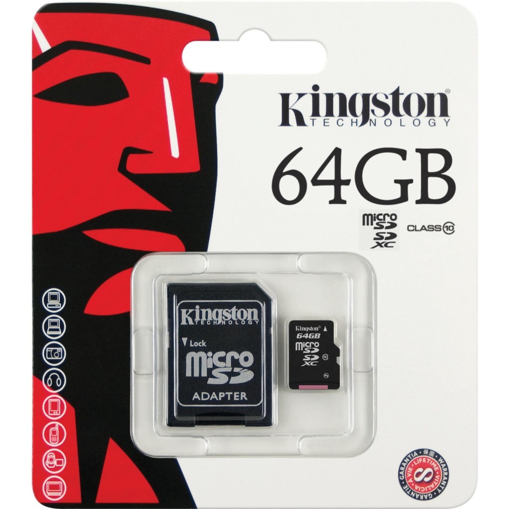 Thẻ nhớ microSDXC Kingston 64GB Class 10 U1 80MB/s kèm adapter (Đen) - Kèm Adapter