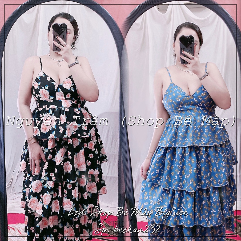 Đầm Maxi Tầng Hoa 2 Dây BigSize Cao Cấp 50-80Kg [Hình Thật Chính Chủ/Mẫu Độc Quyền]