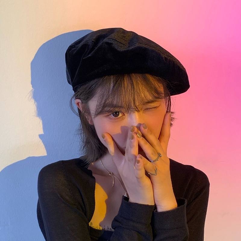 Mũ nồi vải nhung phong cách Hàn Quốc thời trang dành cho nữ