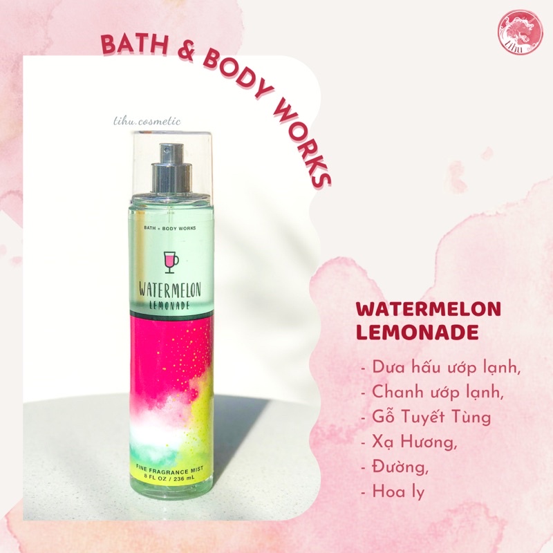 Xịt thơm body mist Bath &amp; Body Works các mùi truyền thống