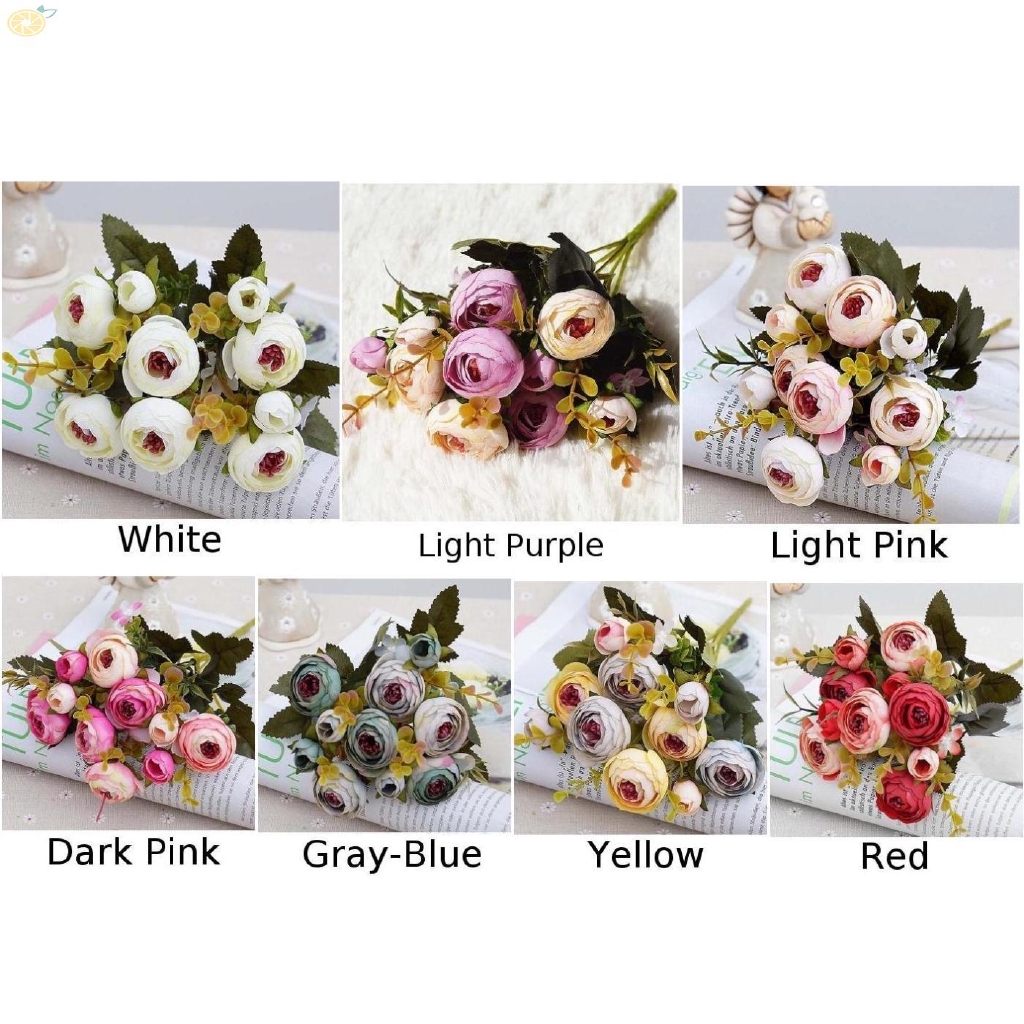 Hoa trà giả bằng lụa dùng để trang trí nội thất / tiệc cưới