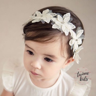 Băng đô hoa cài tóc trẻ em, turban sơ sinh, bờm cài hoa em bé 0-24 tháng