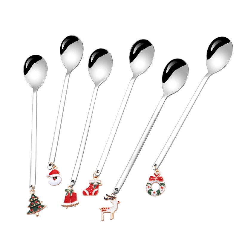 Teaspoon Innovative Christmas Stainless Steel Spoon Set for Creative Gifts Gold Plated Coffee Dessert Spoon