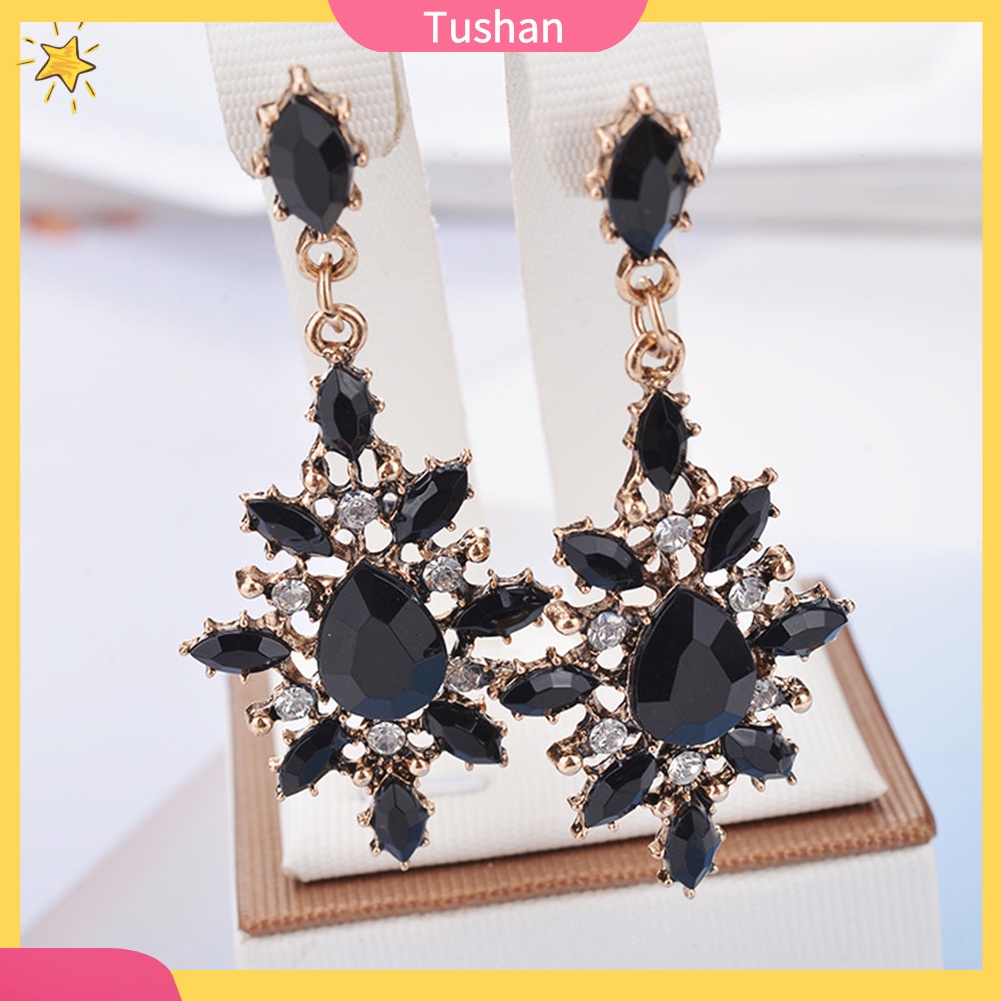 Đôi Khuyên Tai Dài Hình Bông Tuyết Đính Đá Thời Trang Cho Nữ