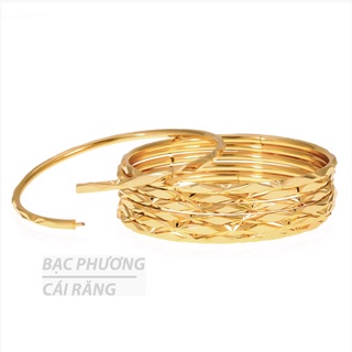 Bộ 7 vòng ximen bản tròn hoạ tiết khắc máy mạ vàng 18k