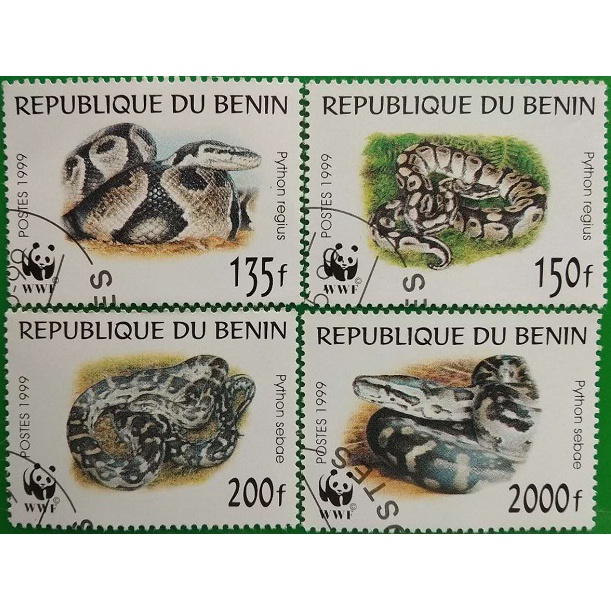 Tem sưu tập Tem CTO Cộng hòa Benin bò sát 1999 ( 4 tem )