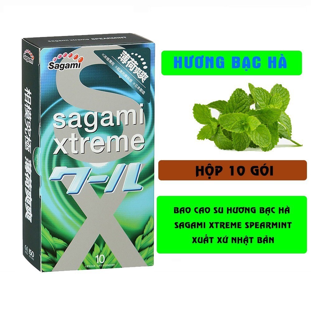 Bao cao su Siêu mỏng, hương Bạc Hà, Sagami Xtreme Nhật Bản (Hộp 10C)