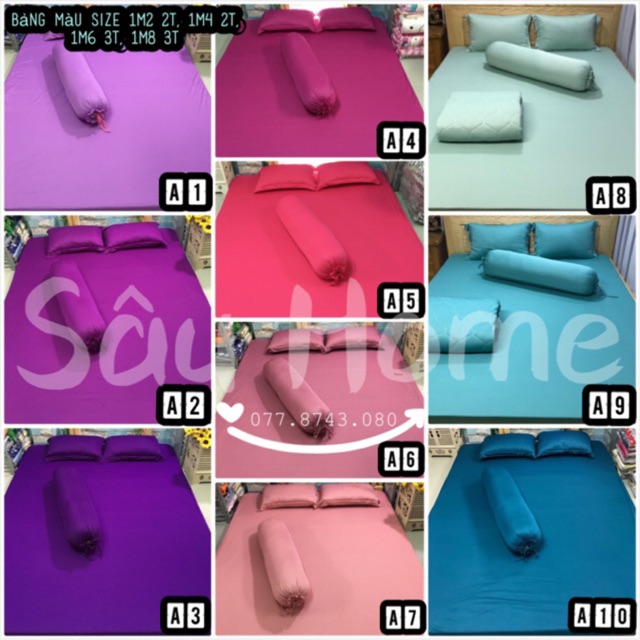 Bộ Drap Thun Màu(4 Món) size 1m2 - 1m4