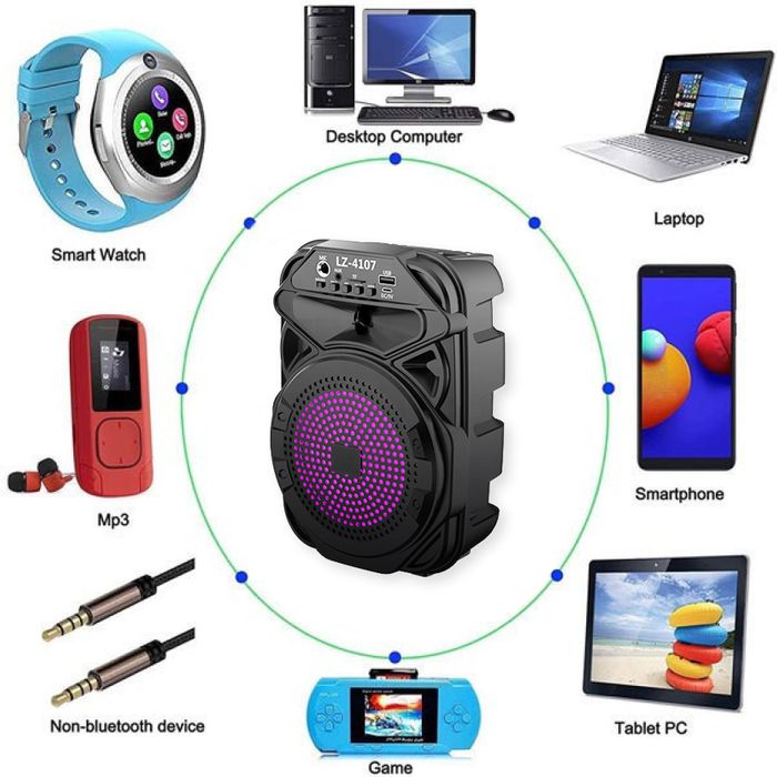 Loa bluetooth karaoke mini có đèn led Lz-4107 âm thanh chuẩn speaker - hjk896