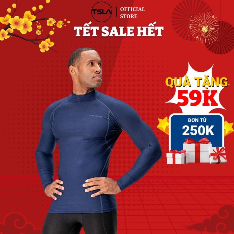 Áo thể thao combat nam dài tay TSLA Devops cổ cao 3 phân form ôm chất thun co giãn giữ nhiệt bóng đá rổ gym work out !