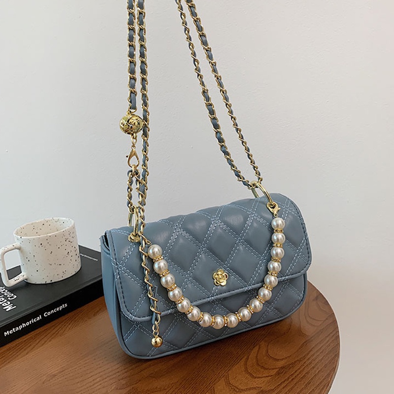 Túi đeo chéo IELGY đính kim cương giả và ngọc trai giả phong cách cổ điển dành cho nữ