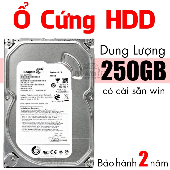 Ổ cứng máy tính bàn hdd seagate 250GB cài sẵn win bảo hành 2 năm