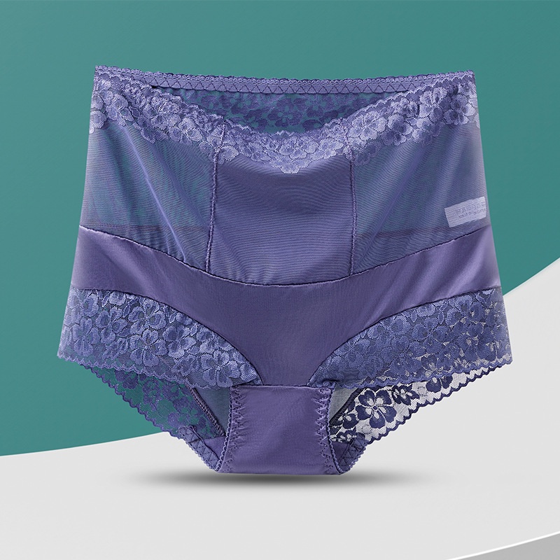 Quần lót lụa lưng cao ren co giãn thoáng khí cho quý cô sang trọng