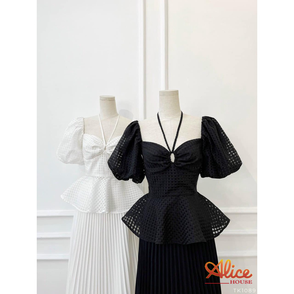 Áo Peplum cổ yếm
