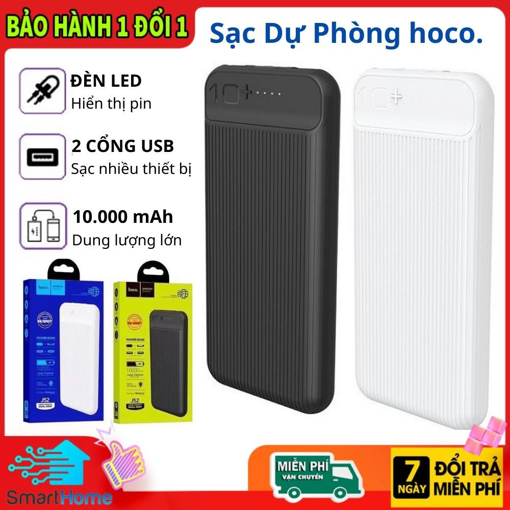 Sạc Dự Phòng Hoco J52 Bản Nâng Cấp, Kiểu Dáng Sang Chảnh, Siêu Mỏng