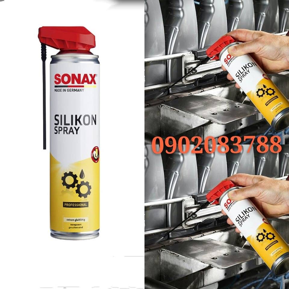 Chai Xịt Silicon Bôi Trơn Bảo Dưỡng Cao Su, Nhựa- Sonax Silicone Spray - Sonax 348300