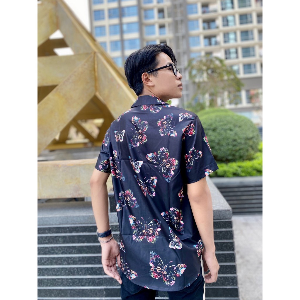 Áo sơ mi họa tiết nam nữ cổ vest hàng xịn, form rộng unisex chất vải cao cấp thoáng mát V-18 | BigBuy360 - bigbuy360.vn