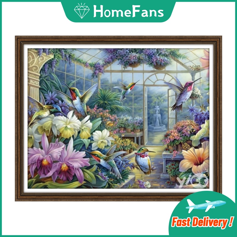 Bộ Tranh Đính Đá 5D Tự Làm Hình Chim Ruồi 40x50cm Trang Trí Nhà Cửa