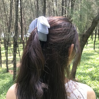 Kẹp , cặp tóc dọc làm phồng vải voan HABABU màu xám