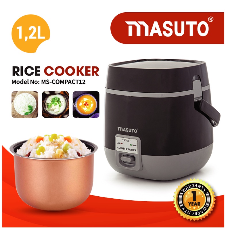 Nồi Cơm Điện Mini 1.2L Masuto MS-Compact12 , ruột dày dặn , nấu ngon siêu tốc, chín nhanh , 2 đến 4 người ăn , mimosa