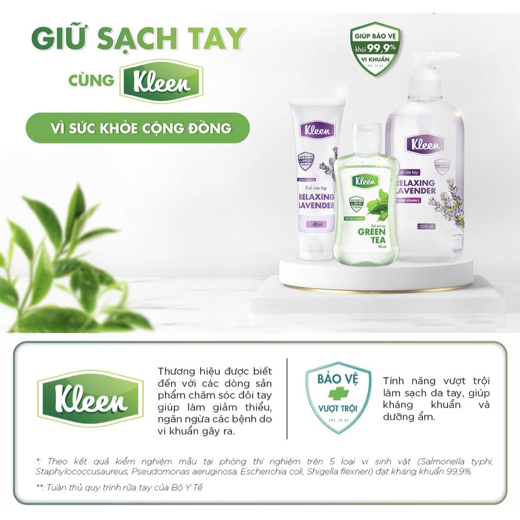 Gel rửa tay khô Kleen Trà xanh 40ml | BigBuy360 - bigbuy360.vn