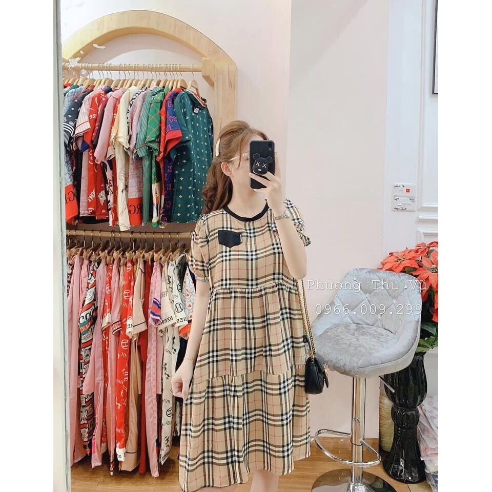 VÁy babydoll kẻ siêu hót