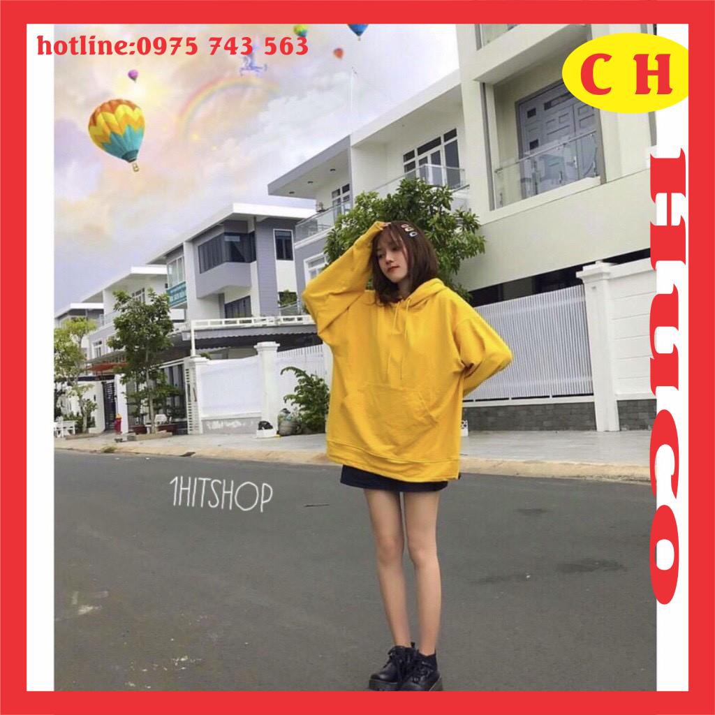 Áo Hoodie BASIC màu trơn unisex nam nữ màu xanh đỏ tím vàng cam đen hồng xám trắng be form thụng