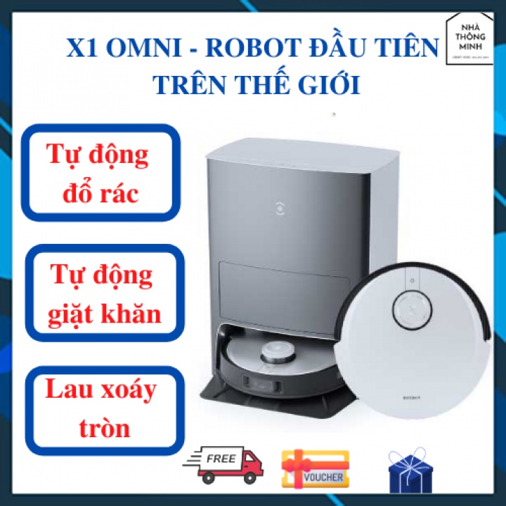 Robot Hút Bụi Lau Nhà Ecovacs DEEBOT X1 OMNI - Robot tự động giặt khăn, tự động đổ rác