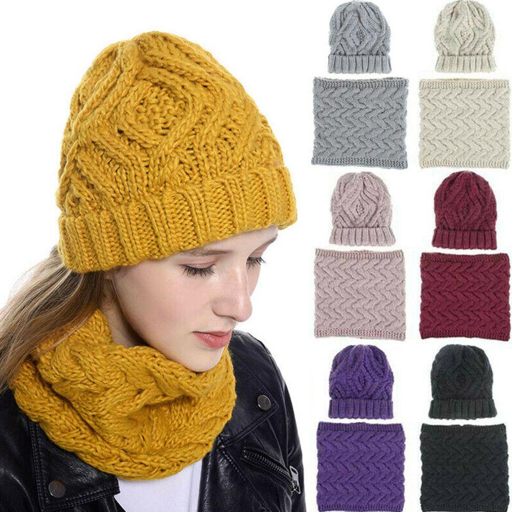 EUTUS Set Mũ Len Kèm Khăn Choàng Cổ Dày Dặn Chống Gió