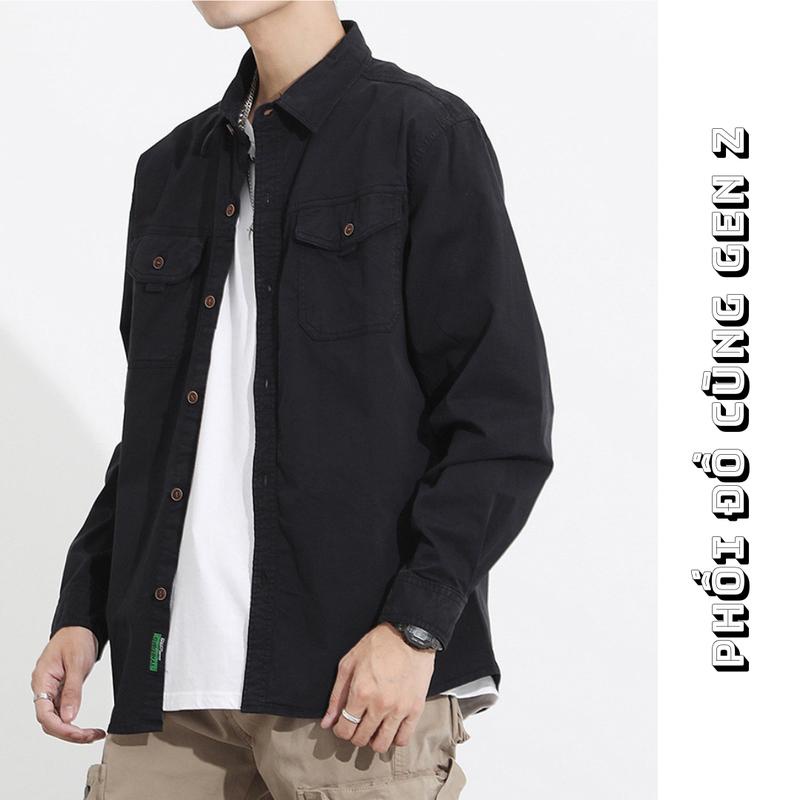 Áo Khoác Jean Nam Áo Khoác Bò Thời Trang Màu Đen Chất Vải Dày Dặn Đứng Form Tại Gen Z Store HN