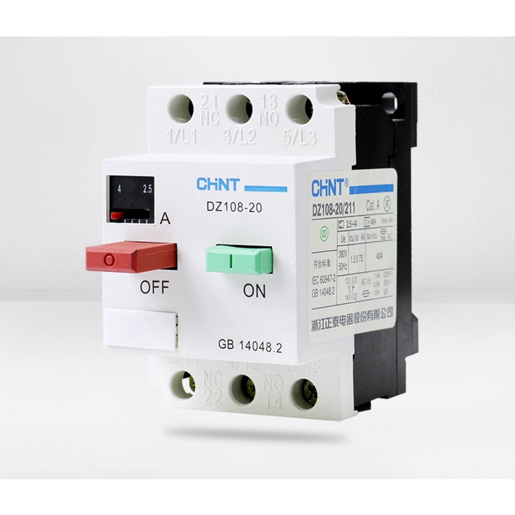 Bảo vệ chống mất pha bảo vệ quá tải động cơ điện 3 pha 380V CHINT DZ108-20/211-16A dải bảo vệ 10A-16A