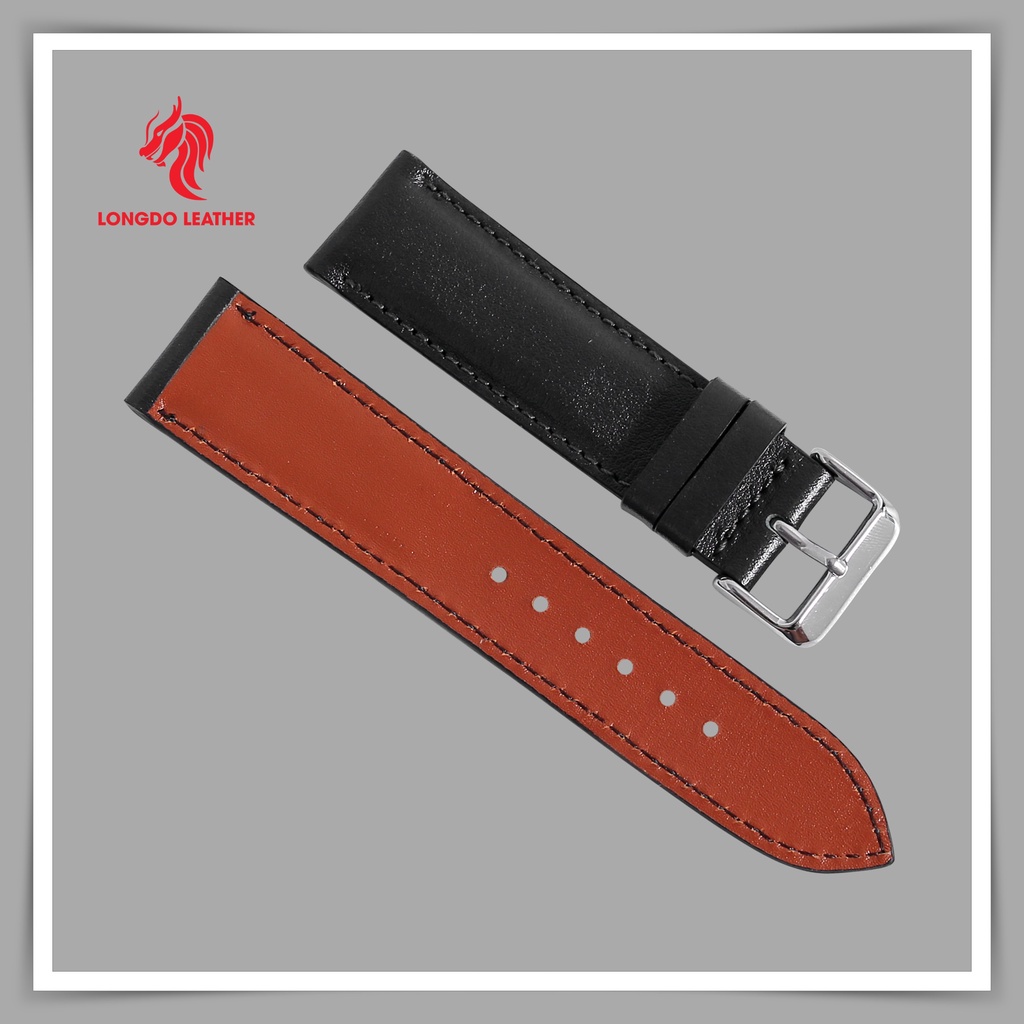 Dây đồng hồ 20mm da bò chống thấm nước - Đủ size 12/14/16/18/20/22/24 - Thương hiệu Longdo Leather - FLEXIBLE