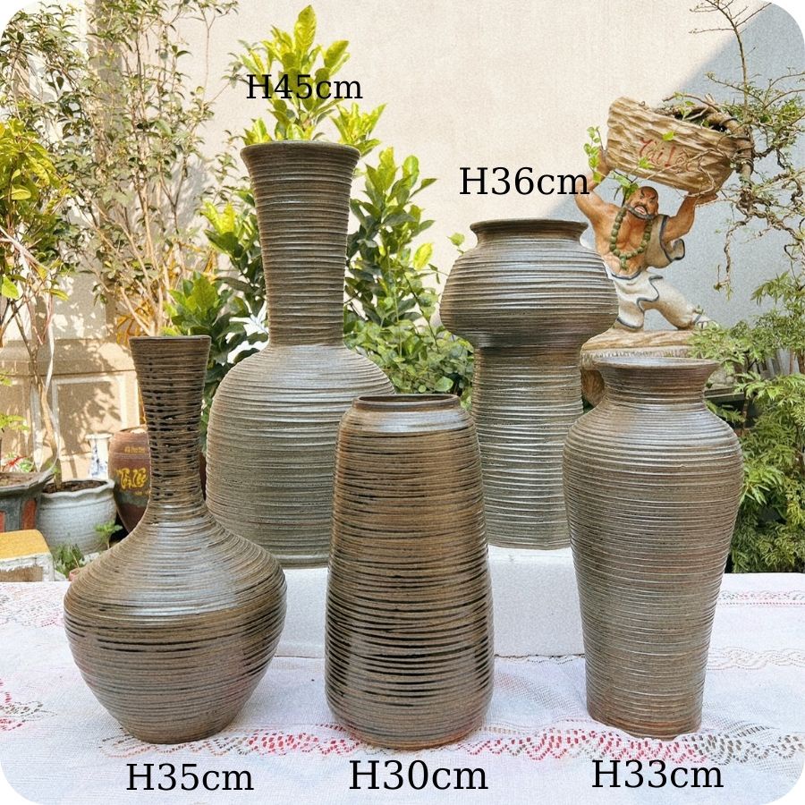 Bình hoa decor ⚱ Gốm Sứ Bát Tràng ⚱ bình gốm cắm hoa trang trí nhà cửa men khô GOMPHUQUY TT05