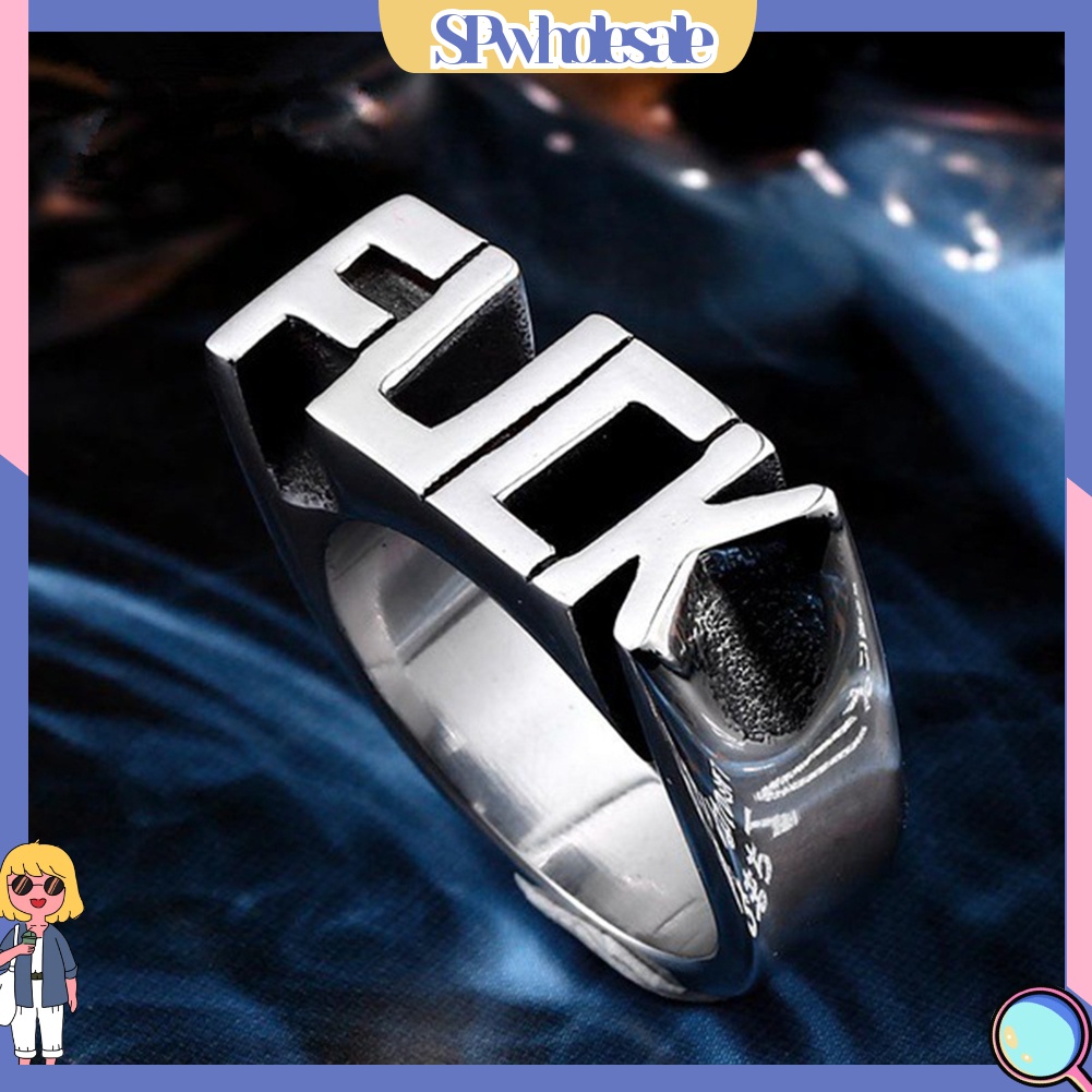 {SPwholesale} Nhẫn thép không gỉ hình chữ cái thời trang hiphop