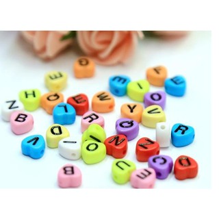 set 5-25gam Hạt Chữ Cái trái tim đủ loại 4x7mm, 4x1mm làm vòng hạt, trang sức
