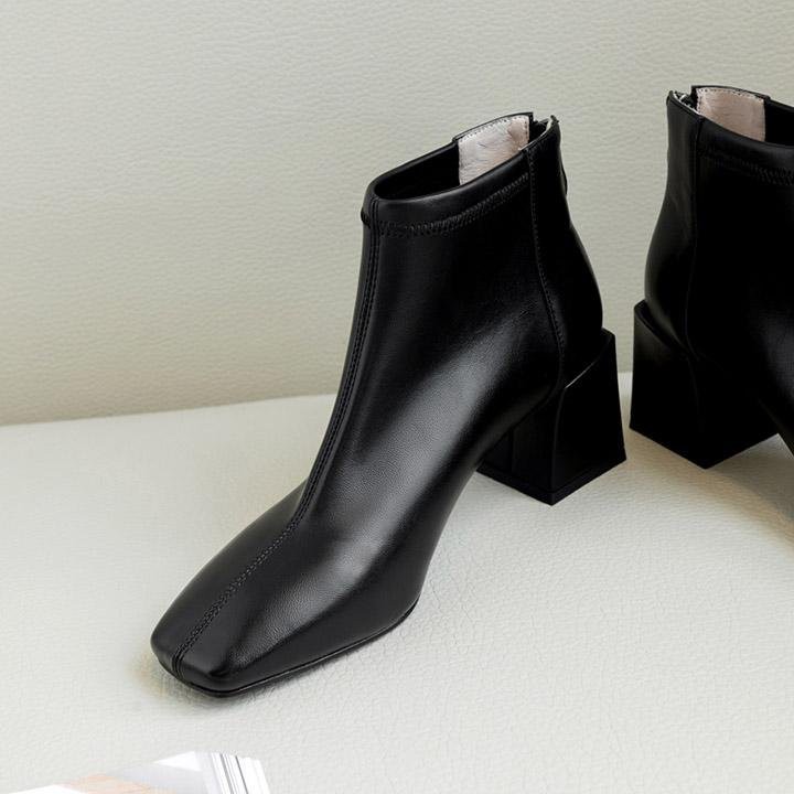 Giày boot nữ cổ ngắn mũi vuông gót tràn viền cao cấp - Giày boot cao gót 5cm - Linus LN229 | BigBuy360 - bigbuy360.vn