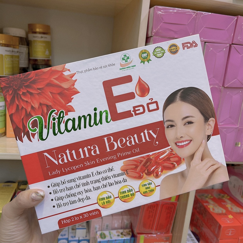 Sét Vitamin E Đỏ 2 Lọ Natura Beauty Hộp 60v