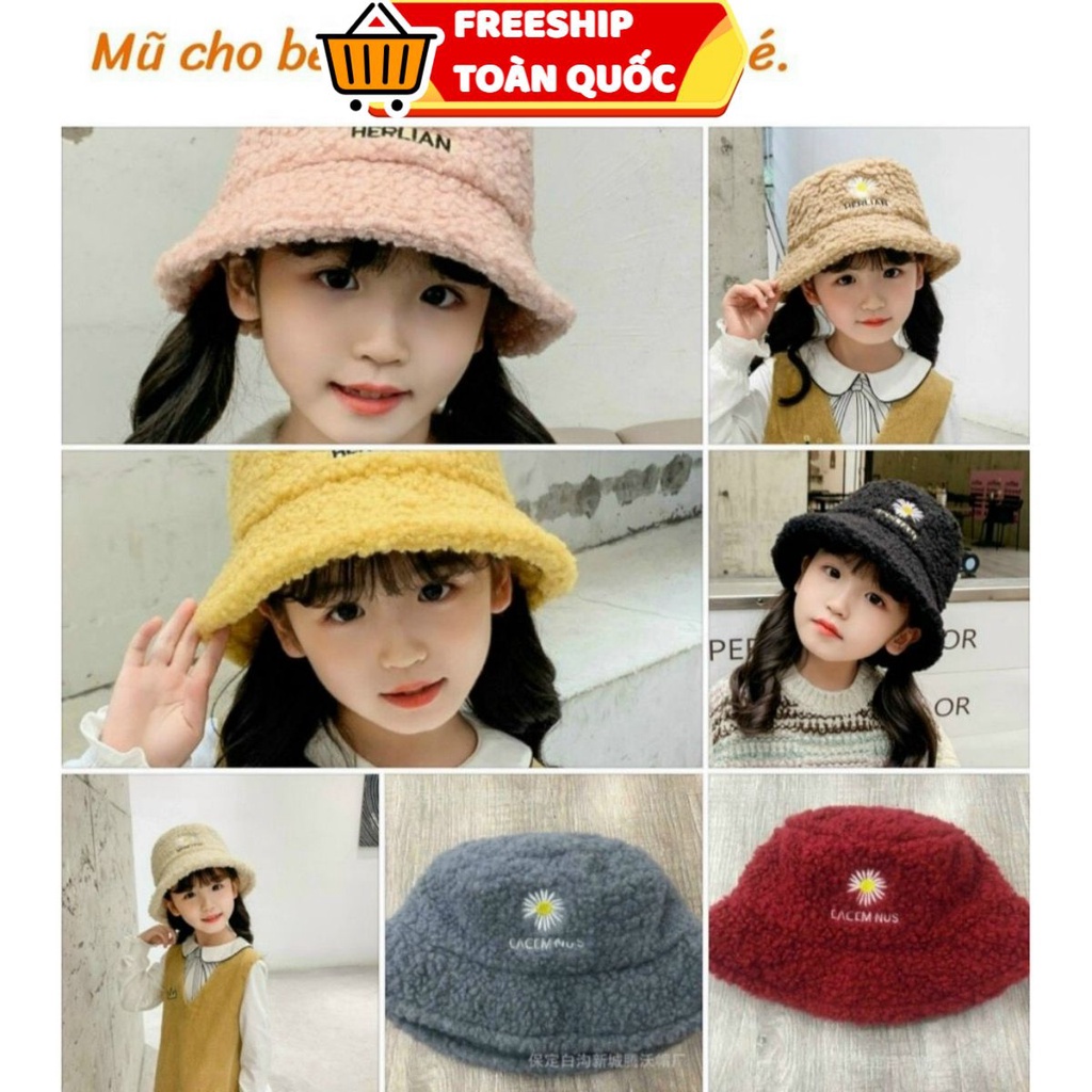 PVN19546 Mũ Len Lông Cừu Đính Hoa Cúc Xinh Xắn Phong Cách Hàn Quốc Cho Bé T2 .