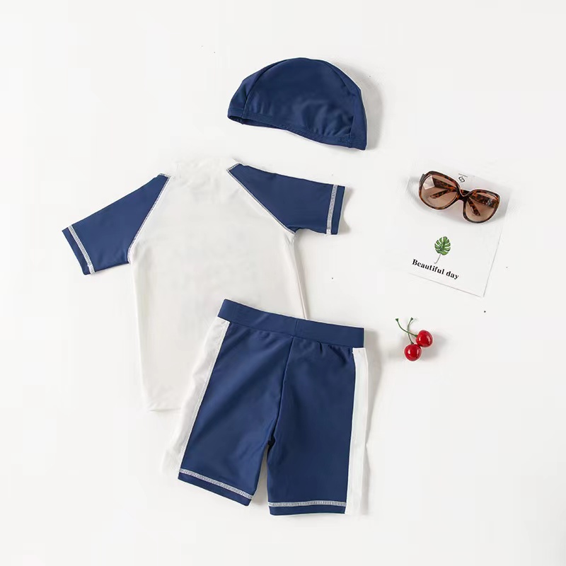 Set đồ bơi sang chảnh kèm mũ cho bé trai từ 12-40kg