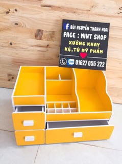 Kệ mỹ phẩm max 35cm màu vàng