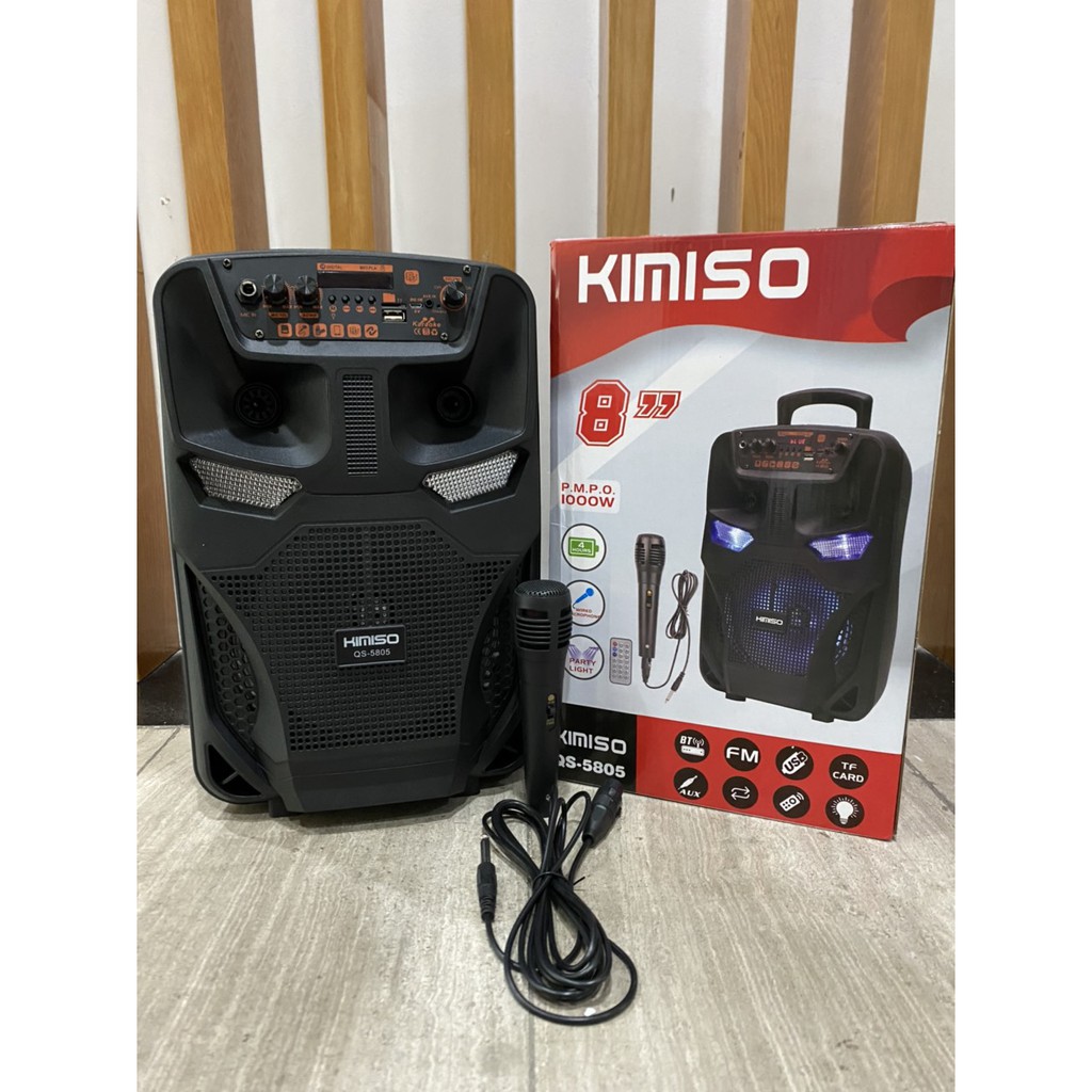 Loa Kéo Di Động KIMISO QS-5805 (Bass 8&quot;, 1 Micro có dây)-Kèm ảnh thật