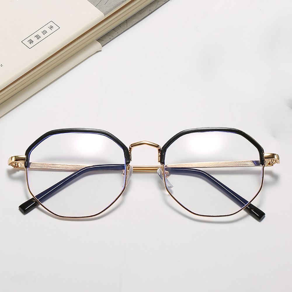 Mắt Kính Gọng Đa Giác Trong Suốt Phong Cách Retro Hàn Quốc Cho Nữ